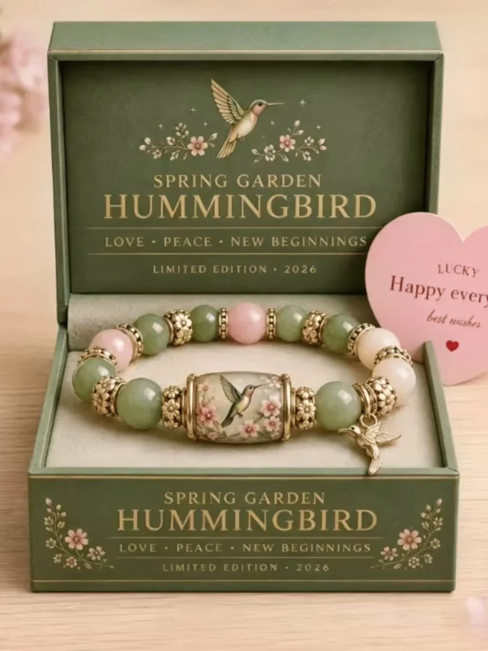 Hummingbird Stretch Bracelet with Gift Box - New